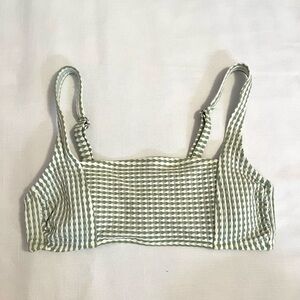 Green and white stripped bikini top
